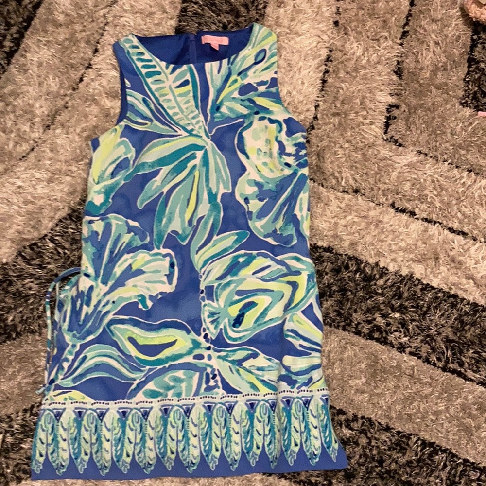 Blue and green dress